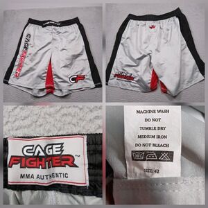 Cage Fighter MMA Fight Shorts Men Size 42 Gray Black Red Logo
